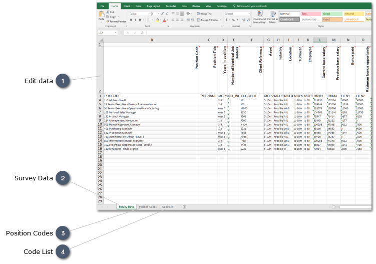 Downloaded spreadsheet